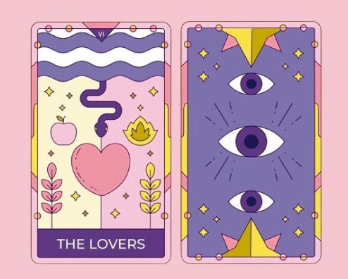 Arcanos Mayores, Enamorados, Carro, Fuerza.